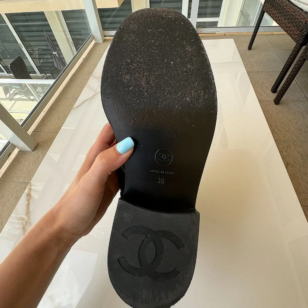 Chanel Combat Ankle Boots Black Size 38 Original Women - Picture 16 of 16